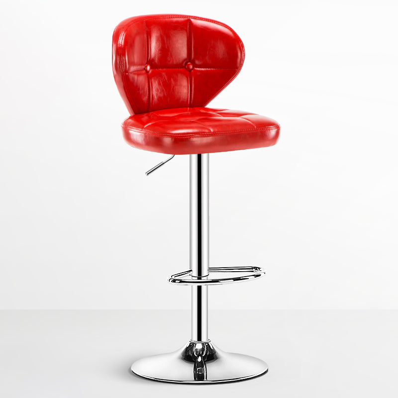 Nordic Style Leather Upholstered Barstool Adjustable Height Swivel Bar Stool