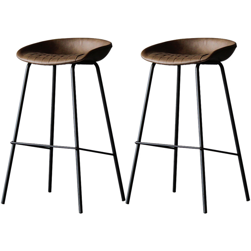 Industrial Leather Distressed Quilted Barstool Indoor Tall Stool with Bucket Seat