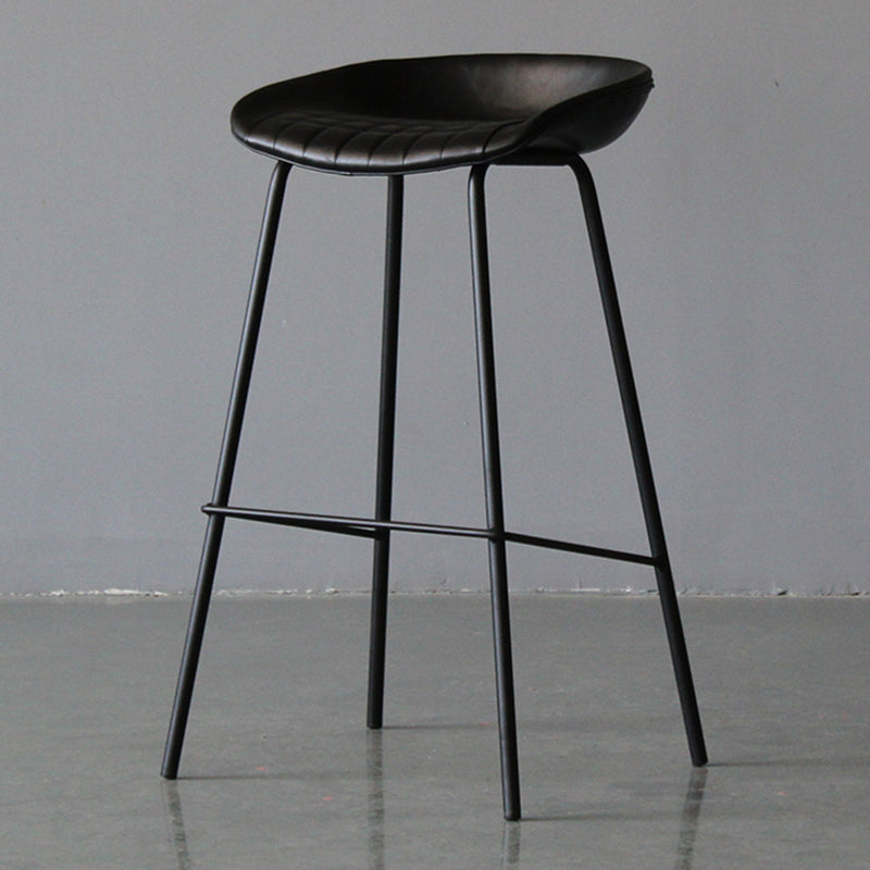 Industrial Leather Distressed Quilted Barstool Indoor Tall Stool with Bucket Seat