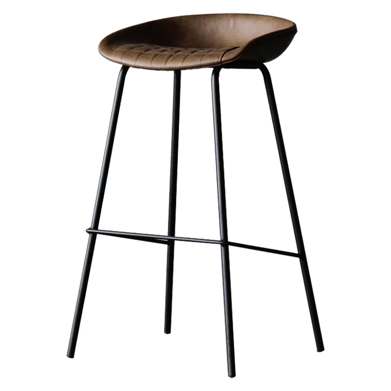 Industrial Leather Distressed Quilted Barstool Indoor Tall Stool with Bucket Seat