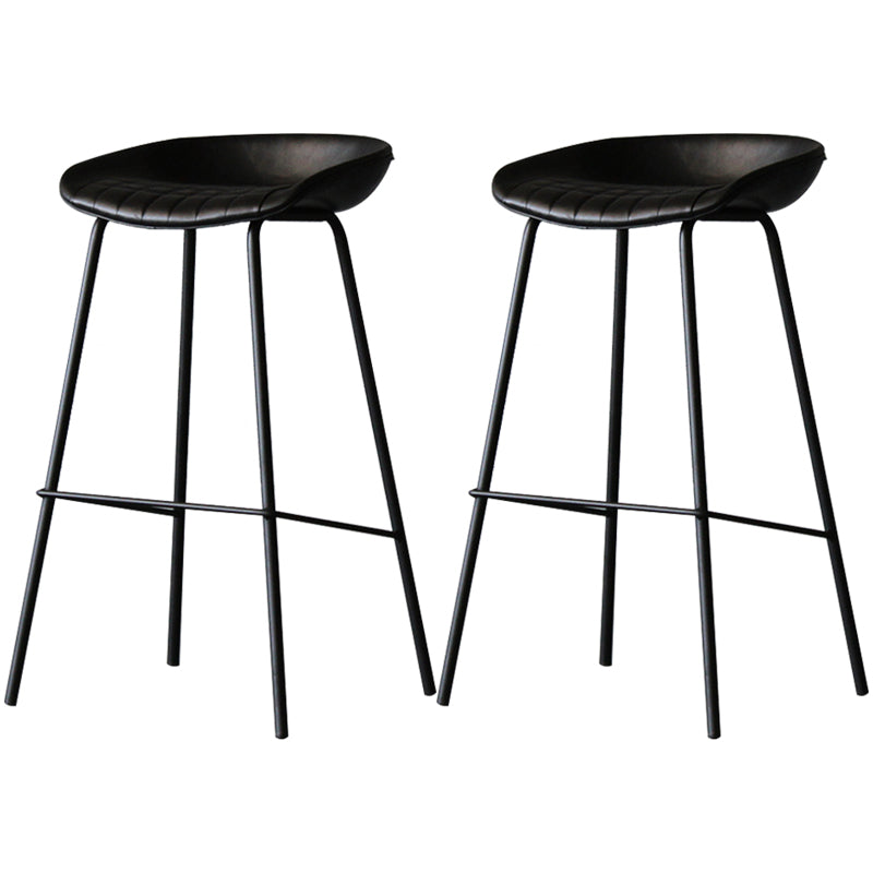 Industrial Leather Distressed Quilted Barstool Indoor Tall Stool with Bucket Seat