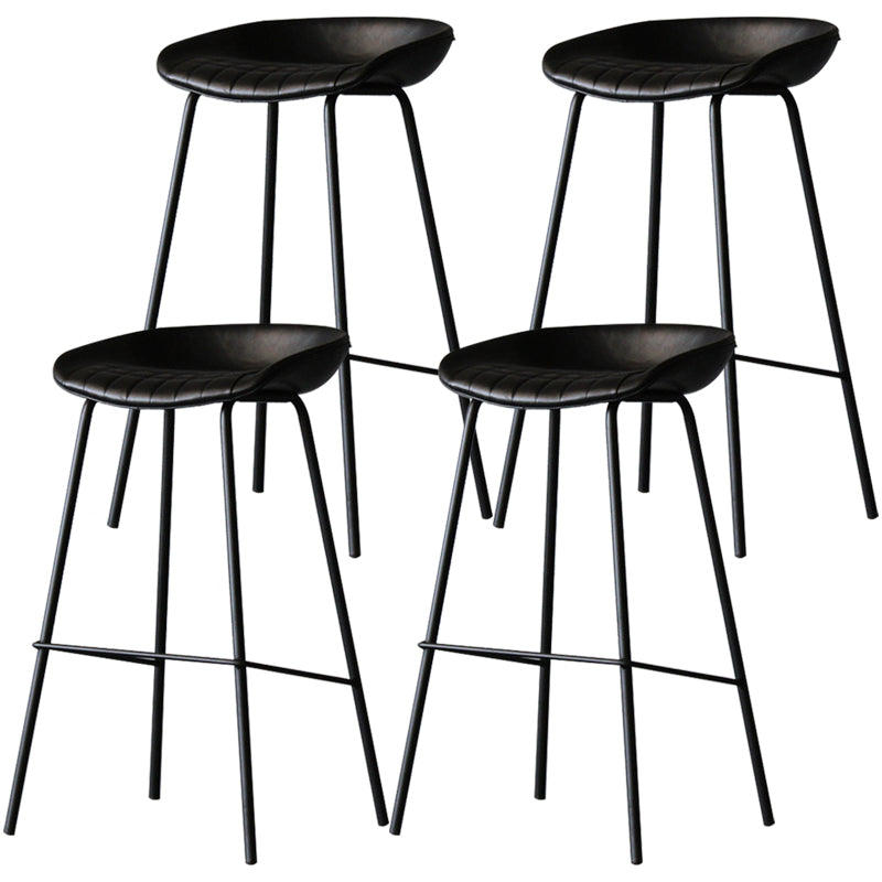 Industrial Leather Distressed Quilted Barstool Indoor Tall Stool with Bucket Seat