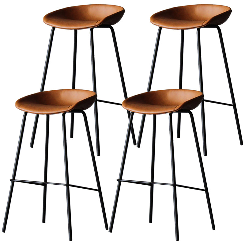 Industrial Leather Distressed Quilted Barstool Indoor Tall Stool with Bucket Seat