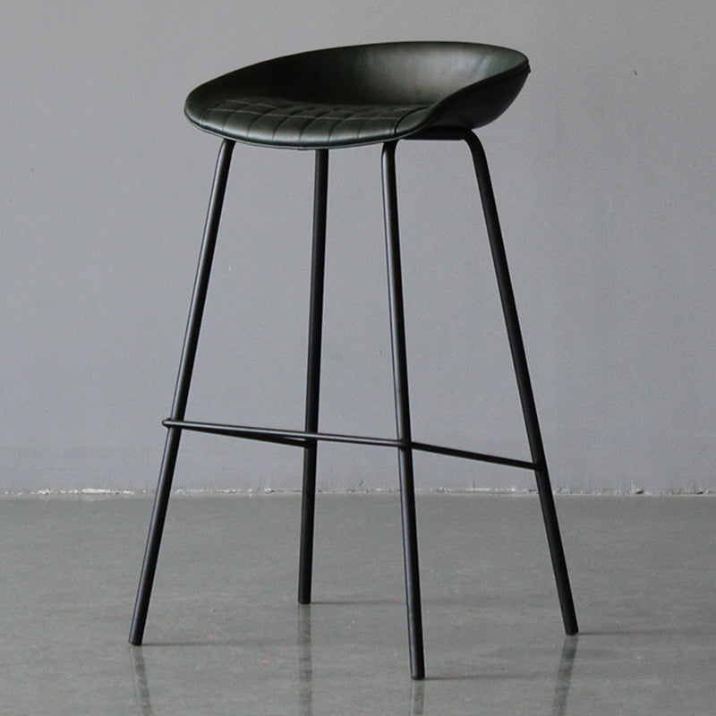 Industrial Leather Distressed Quilted Barstool Indoor Tall Stool with Bucket Seat