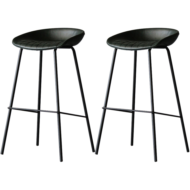 Industrial Leather Distressed Quilted Barstool Indoor Tall Stool with Bucket Seat