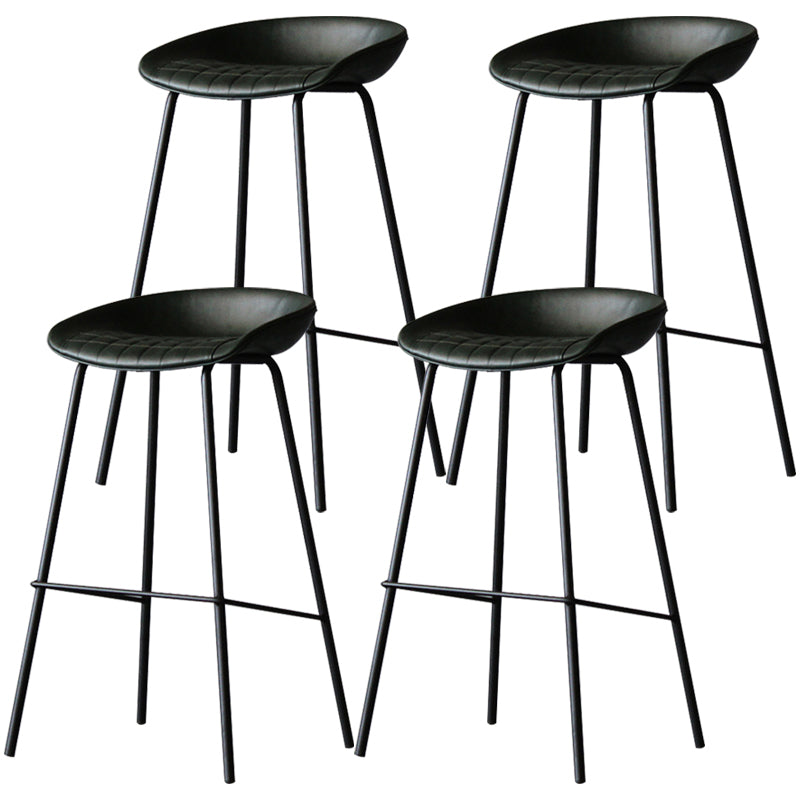 Industrial Leather Distressed Quilted Barstool Indoor Tall Stool with Bucket Seat