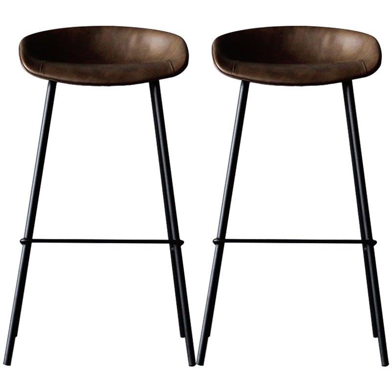 Industrial Leather Distressed Quilted Barstool Indoor Tall Stool with Bucket Seat