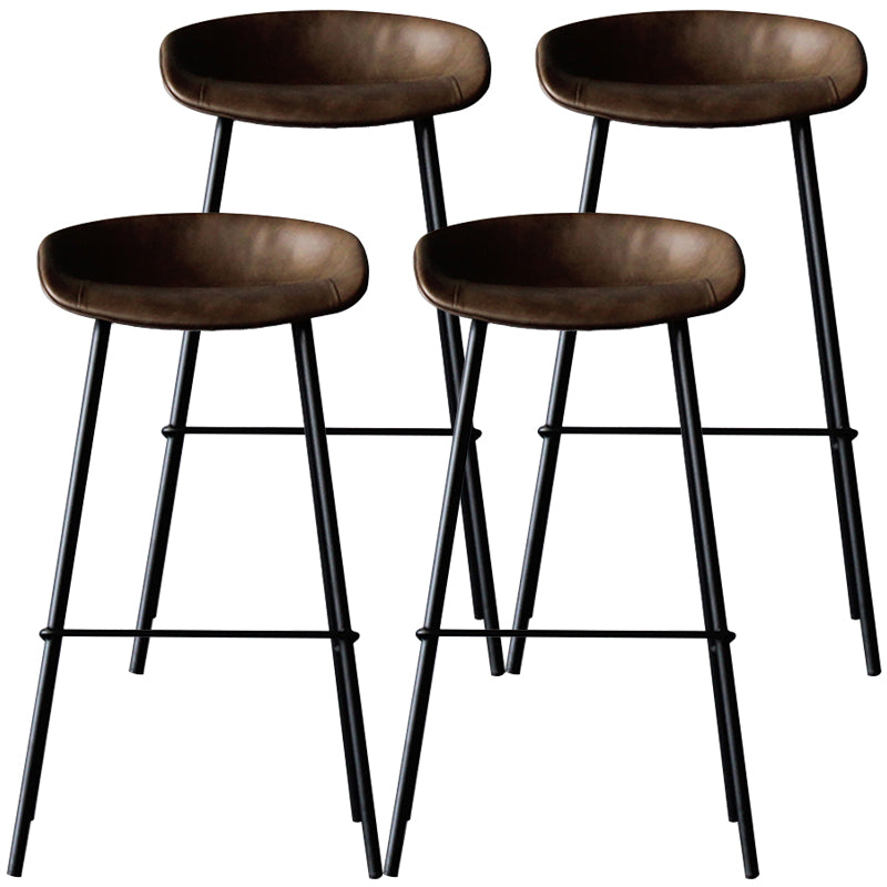 Industrial Leather Distressed Quilted Barstool Indoor Tall Stool with Bucket Seat