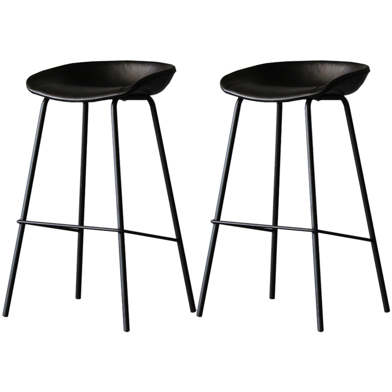 Industrial Leather Distressed Quilted Barstool Indoor Tall Stool with Bucket Seat