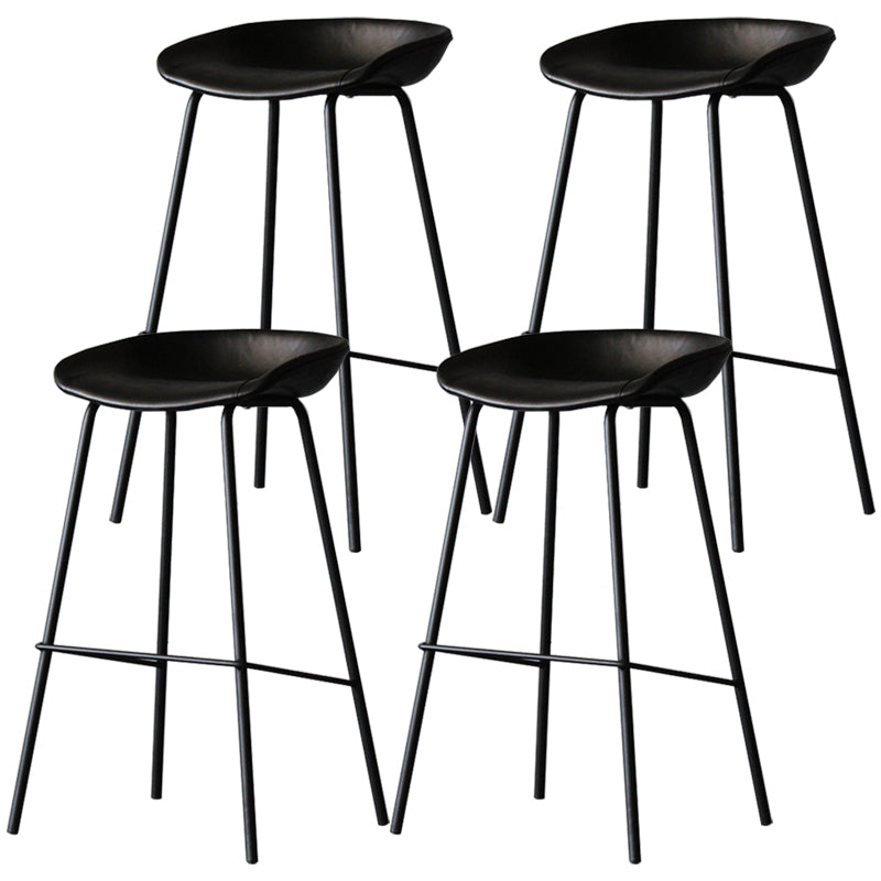 Industrial Leather Distressed Quilted Barstool Indoor Tall Stool with Bucket Seat
