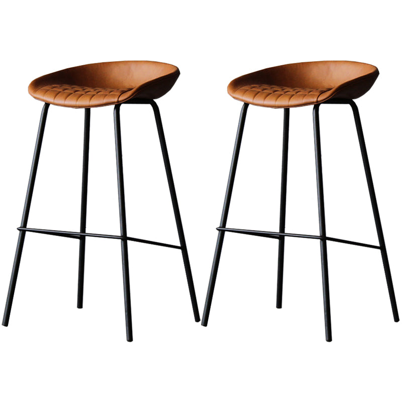 Industrial Leather Distressed Quilted Barstool Indoor Tall Stool with Bucket Seat