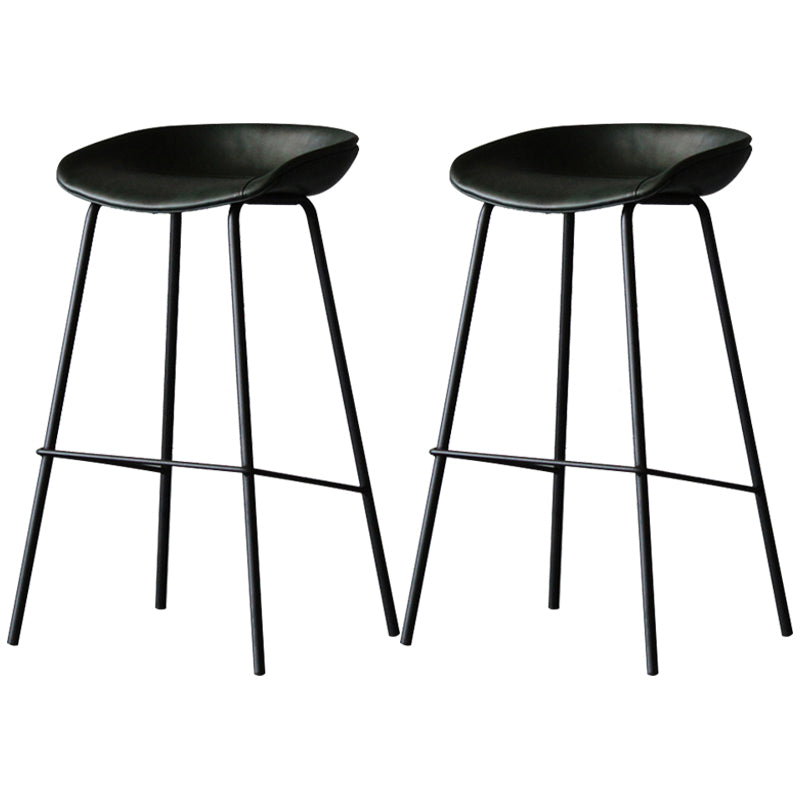 Industrial Leather Distressed Quilted Barstool Indoor Tall Stool with Bucket Seat