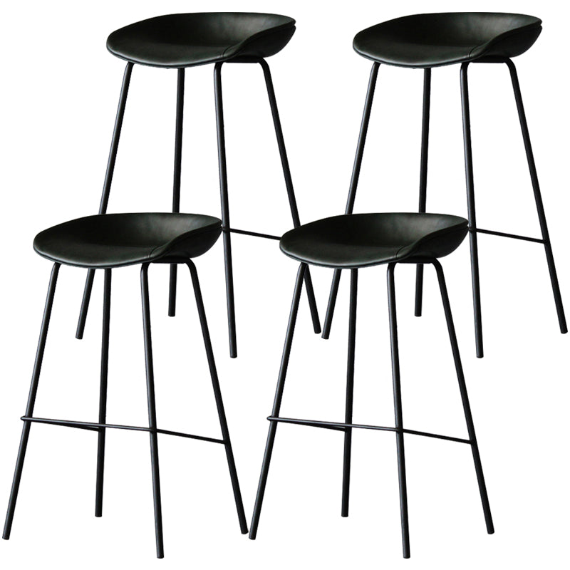 Industrial Leather Distressed Quilted Barstool Indoor Tall Stool with Bucket Seat