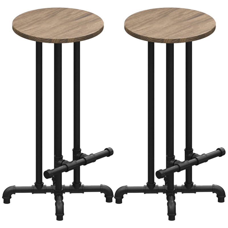 Wood Iron Bar Stool Industrial Style Backless 28.74" H Counter Stool with  Round Seat