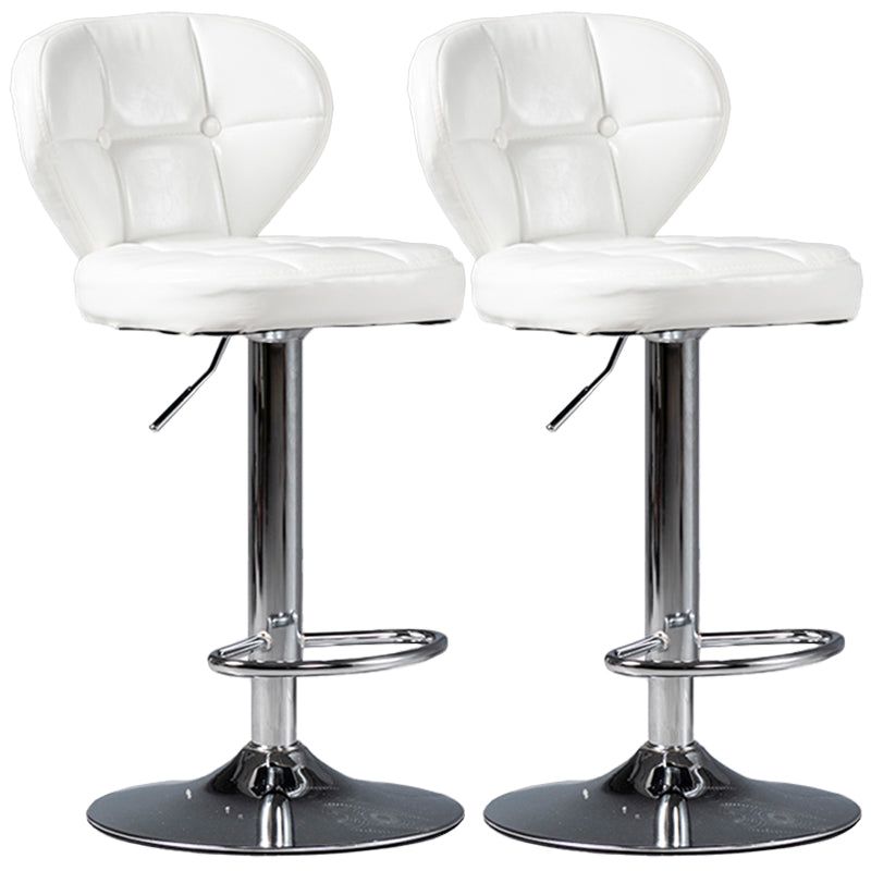 Industrial Style Leather Upholstered Barstool Adjustable Height Swivel Bar Stool