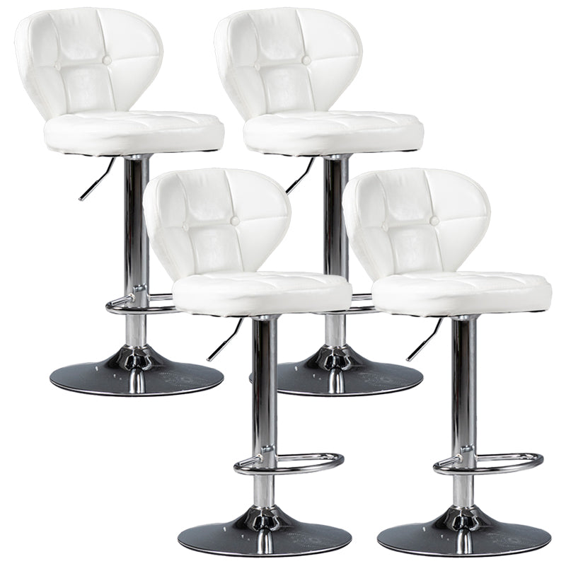 Industrial Style Leather Upholstered Barstool Adjustable Height Swivel Bar Stool