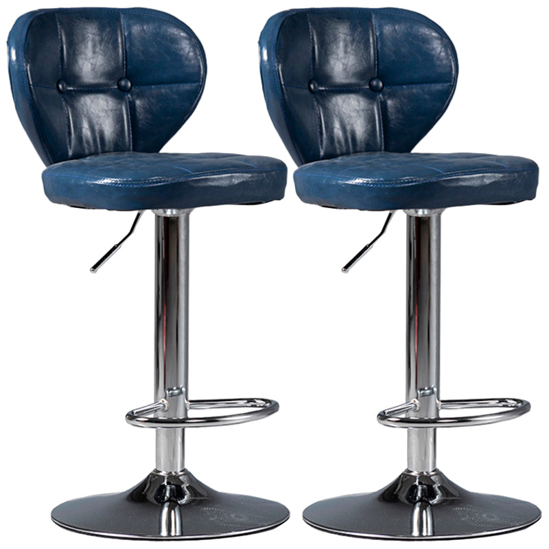 Industrial Style Leather Upholstered Barstool Adjustable Height Swivel Bar Stool