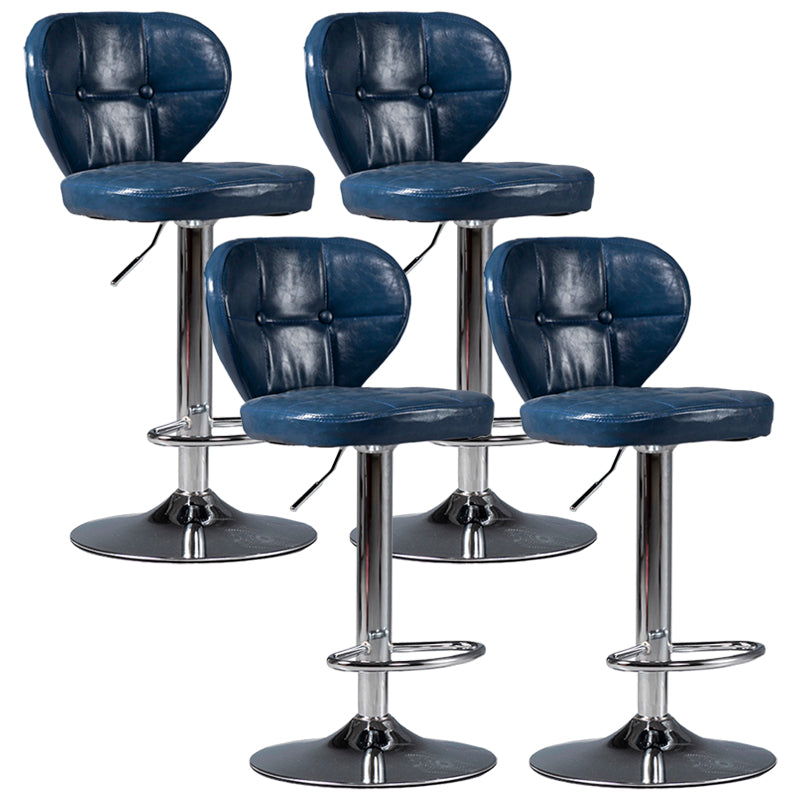 Industrial Style Leather Upholstered Barstool Adjustable Height Swivel Bar Stool