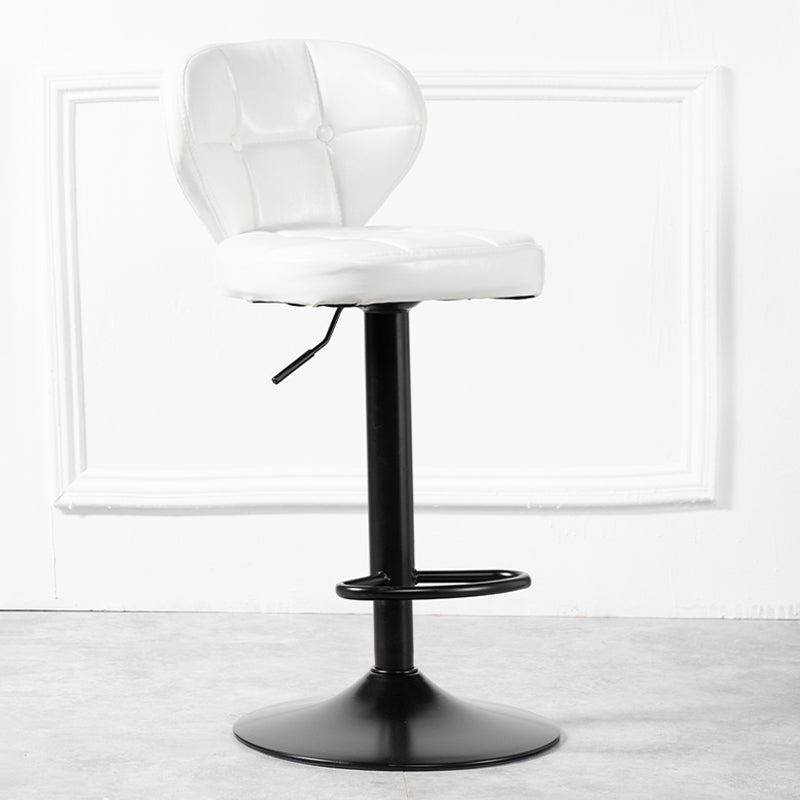 Industrial Style Leather Upholstered Barstool Adjustable Height Swivel Bar Stool