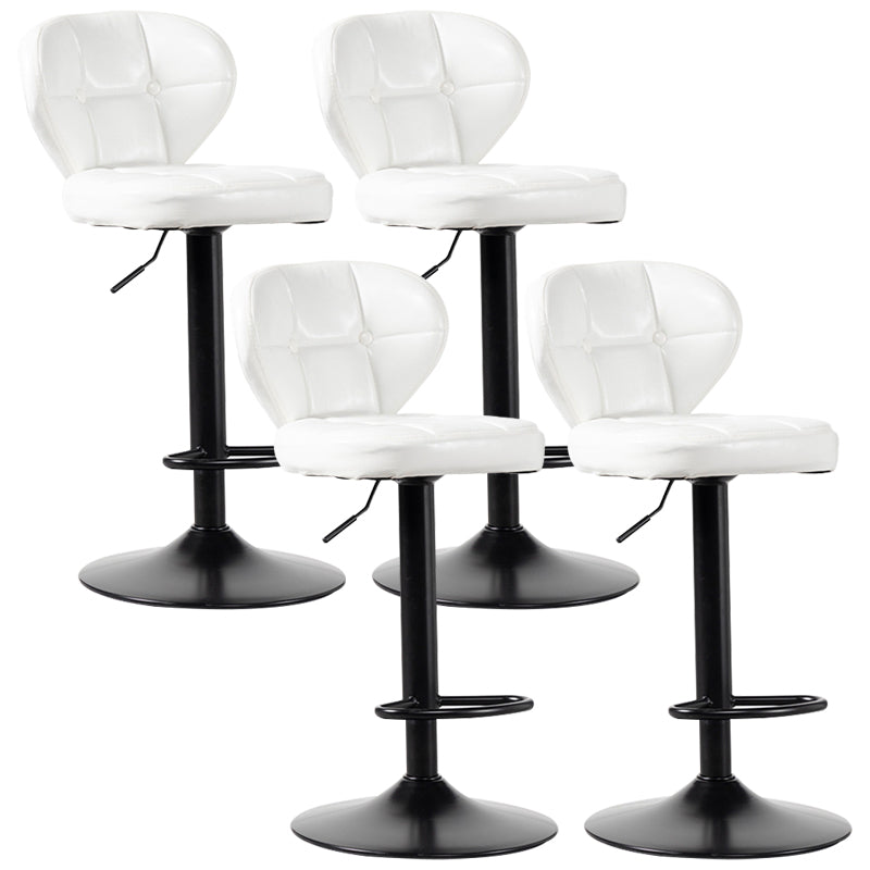 Industrial Style Leather Upholstered Barstool Adjustable Height Swivel Bar Stool