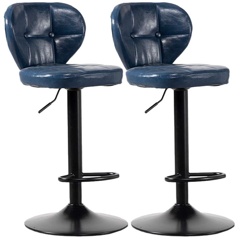 Industrial Style Leather Upholstered Barstool Adjustable Height Swivel Bar Stool