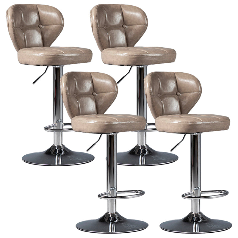 Industrial Style Leather Upholstered Barstool Adjustable Height Swivel Bar Stool
