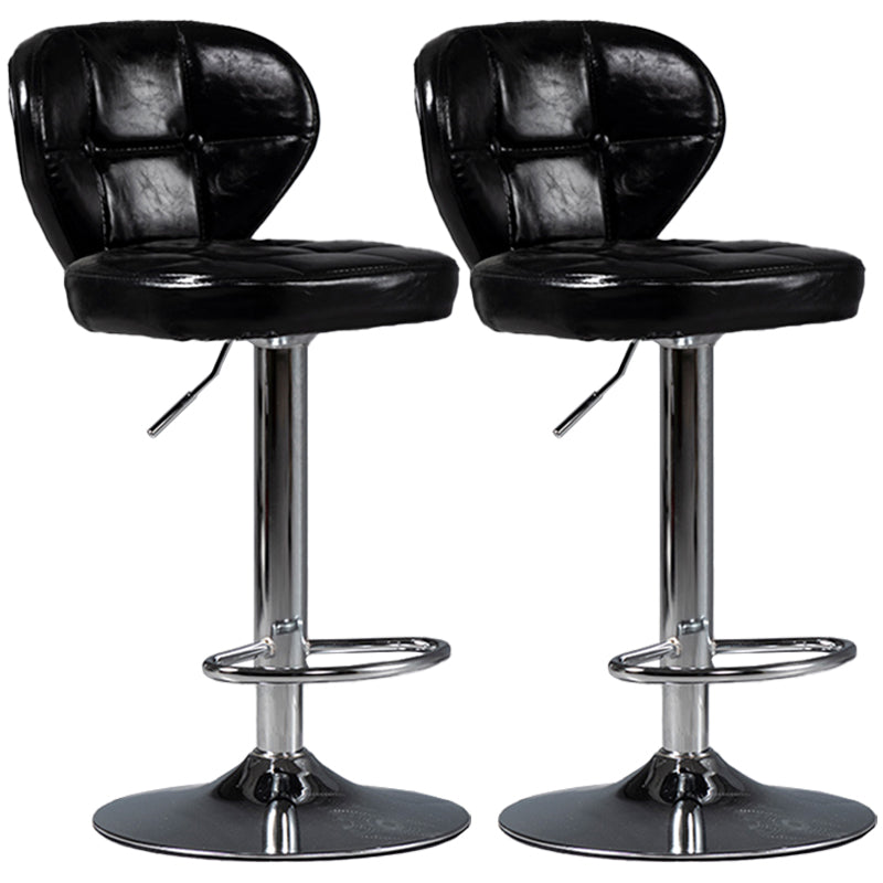Industrial Style Leather Upholstered Barstool Adjustable Height Swivel Bar Stool