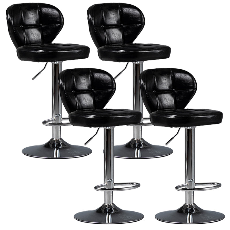 Industrial Style Leather Upholstered Barstool Adjustable Height Swivel Bar Stool