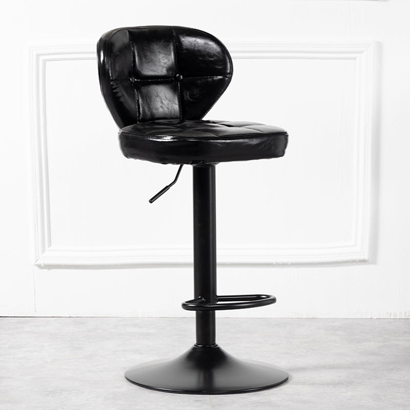 Industrial Style Leather Upholstered Barstool Adjustable Height Swivel Bar Stool
