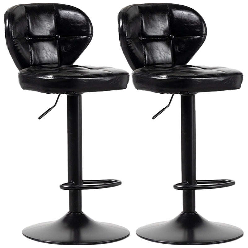 Industrial Style Leather Upholstered Barstool Adjustable Height Swivel Bar Stool