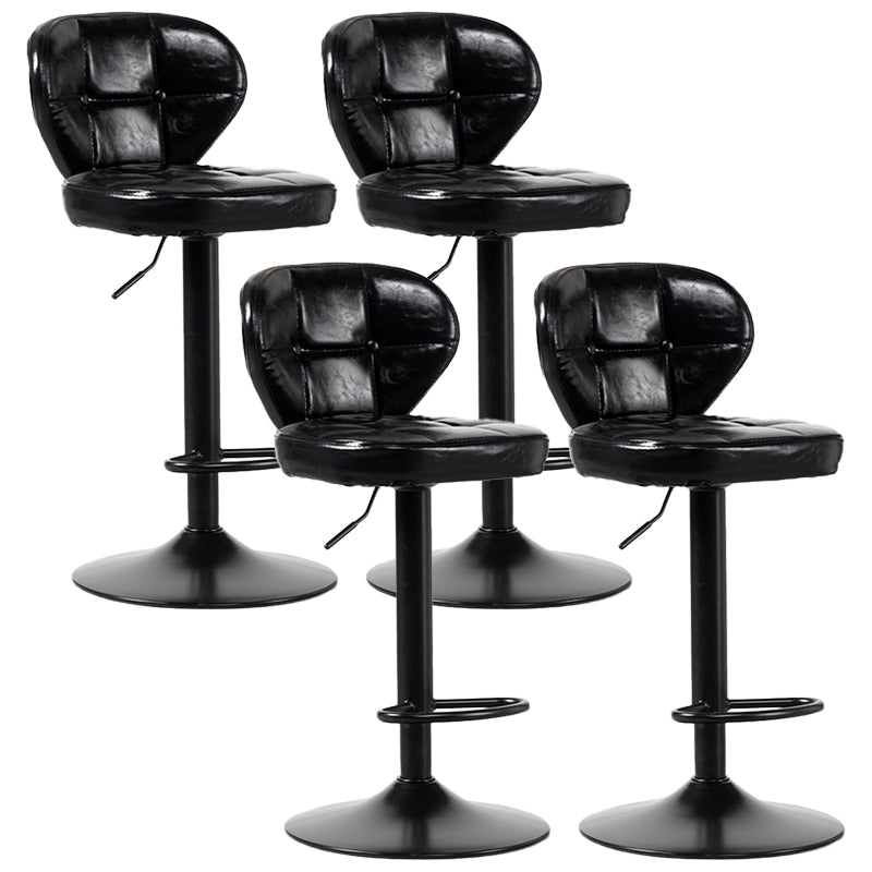 Industrial Style Leather Upholstered Barstool Adjustable Height Swivel Bar Stool