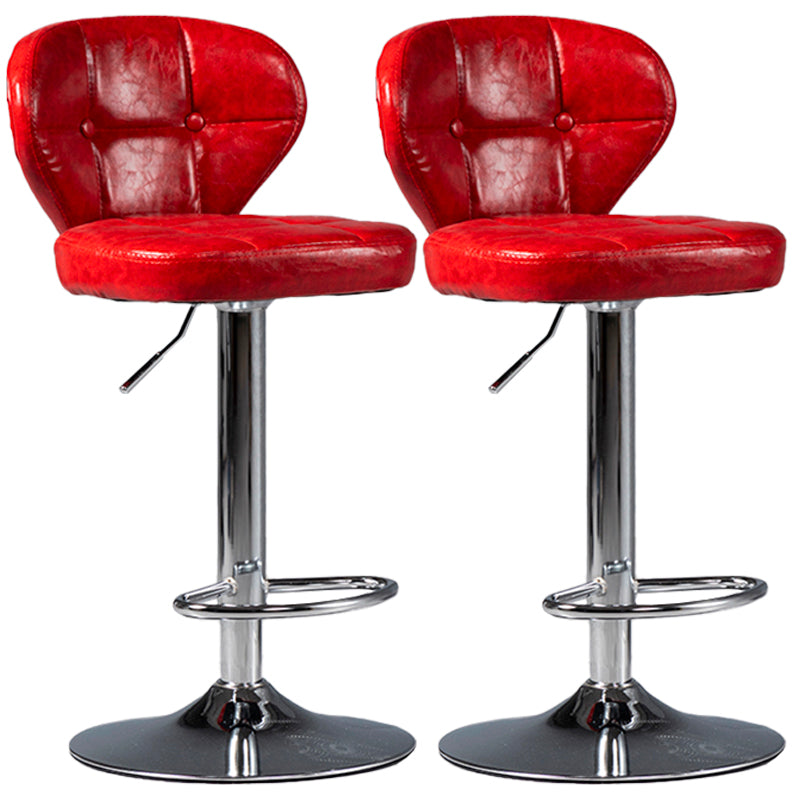 Industrial Style Leather Upholstered Barstool Adjustable Height Swivel Bar Stool