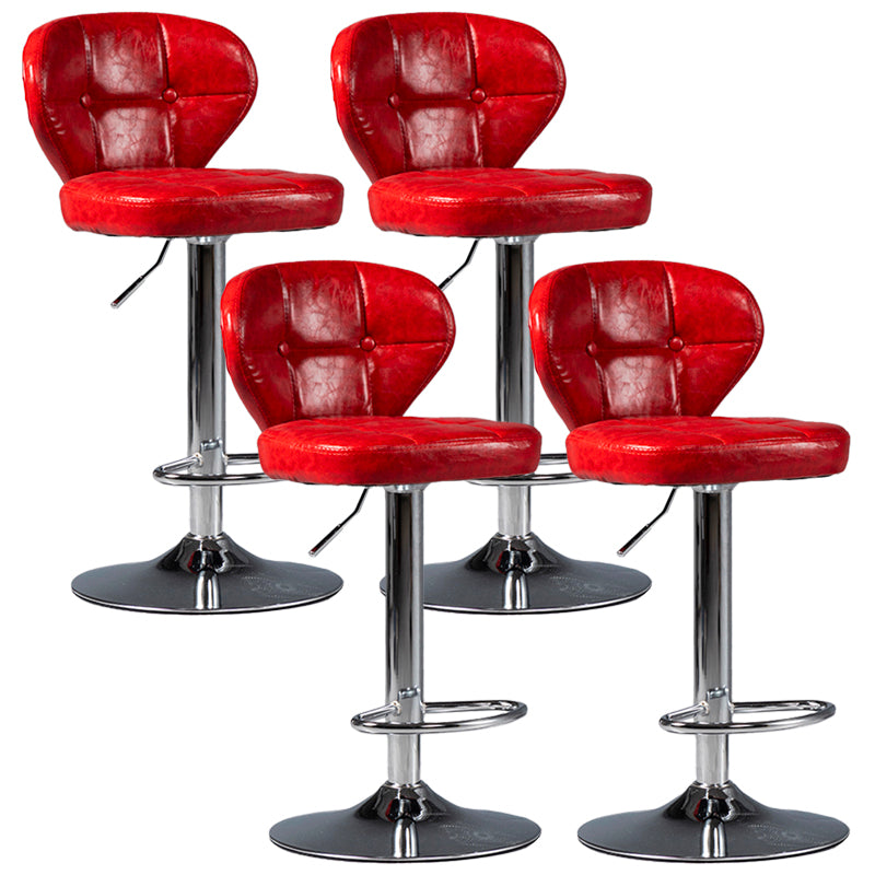 Industrial Style Leather Upholstered Barstool Adjustable Height Swivel Bar Stool