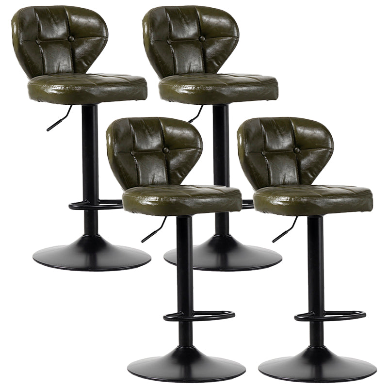 Industrial Style Leather Upholstered Barstool Adjustable Height Swivel Bar Stool