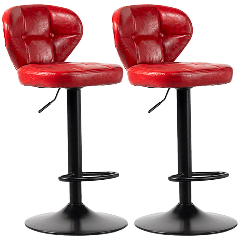 Industrial Style Leather Upholstered Barstool Adjustable Height Swivel Bar Stool