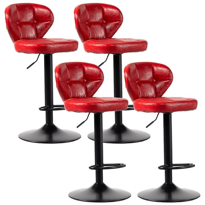 Industrial Style Leather Upholstered Barstool Adjustable Height Swivel Bar Stool
