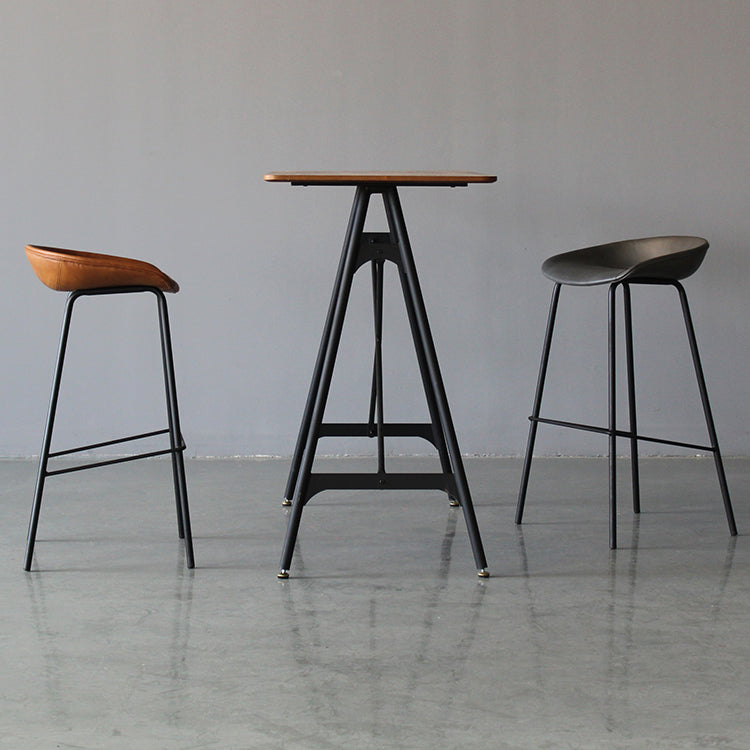 Industrial Leather Distressed Quilted Barstool Living Room Bar Stool with Bucket Seat