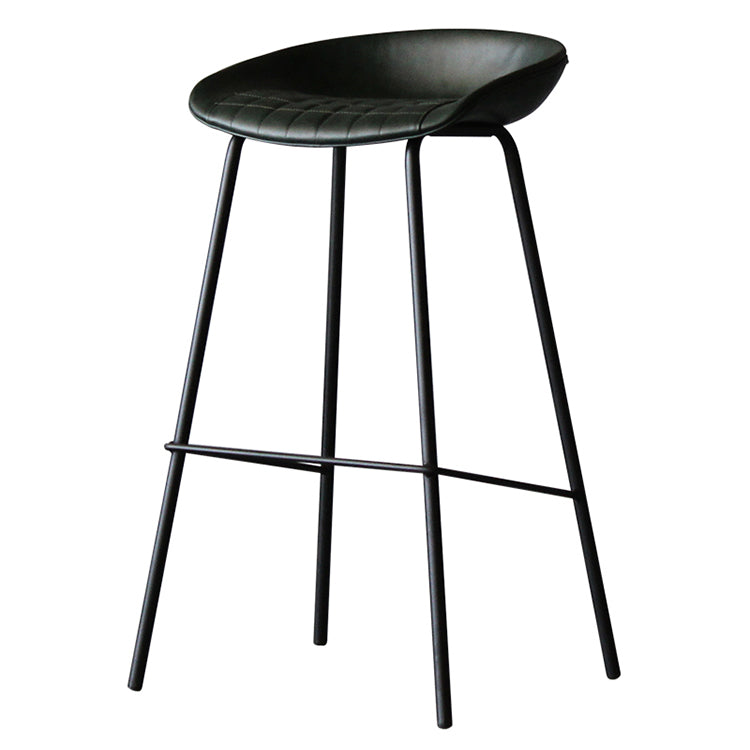 Industrial Leather Distressed Quilted Barstool Living Room Bar Stool with Bucket Seat