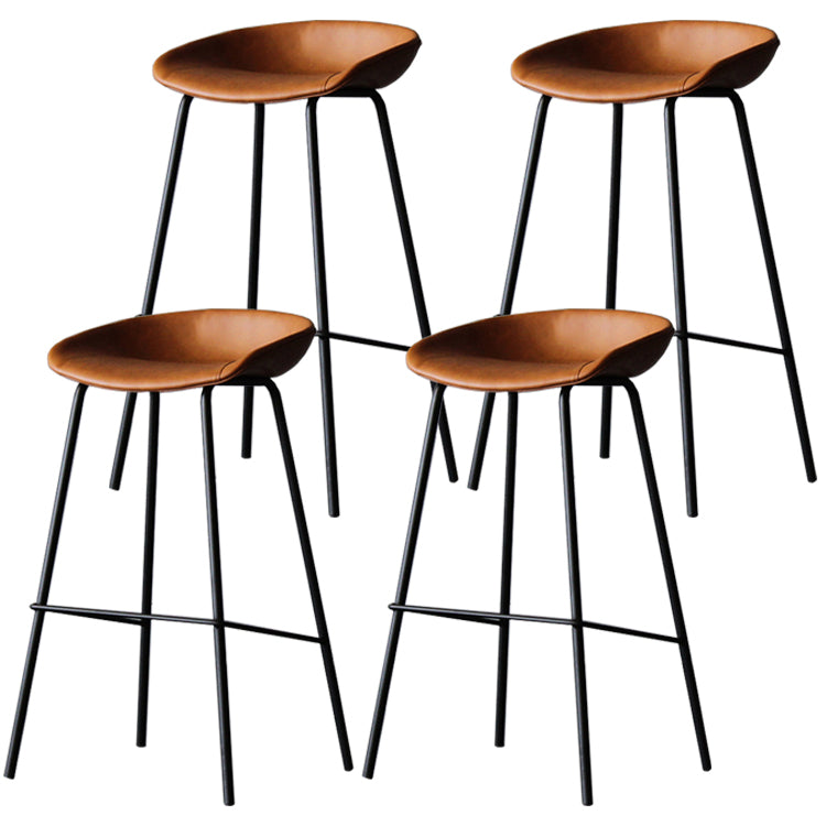 Industrial Leather Distressed Quilted Barstool Living Room Bar Stool with Bucket Seat