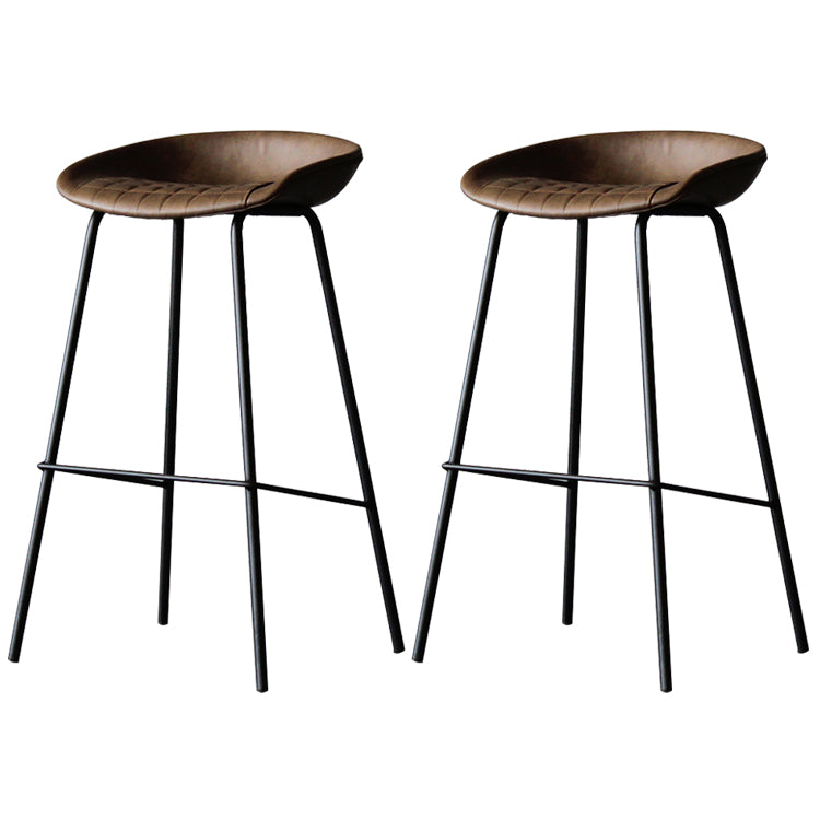 Industrial Leather Distressed Quilted Barstool Living Room Bar Stool with Bucket Seat