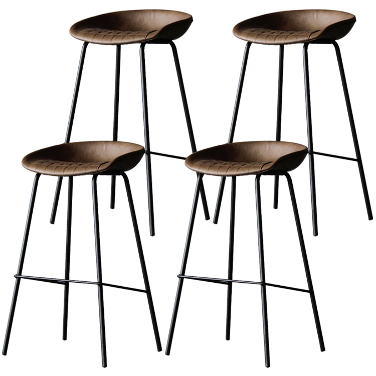 Industrial Leather Distressed Quilted Barstool Living Room Bar Stool with Bucket Seat