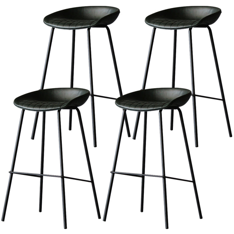 Industrial Leather Distressed Quilted Barstool Living Room Bar Stool with Bucket Seat