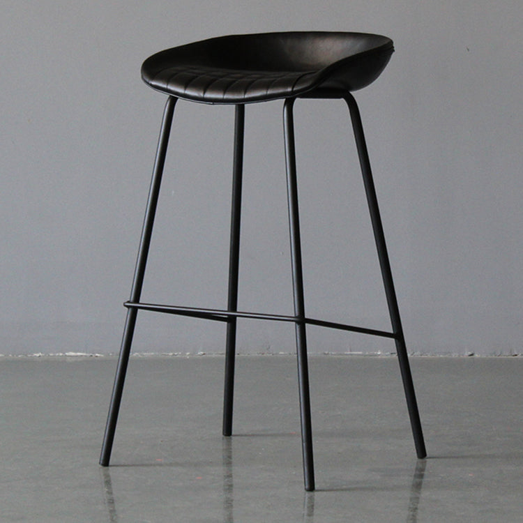 Industrial Leather Distressed Quilted Barstool Living Room Bar Stool with Bucket Seat