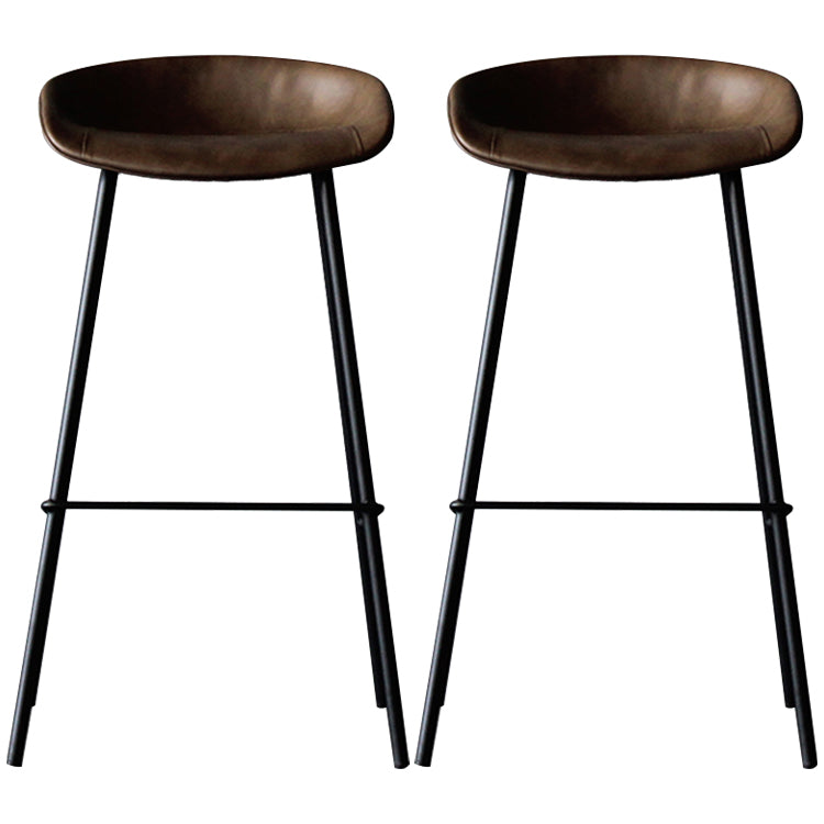 Industrial Leather Distressed Quilted Barstool Living Room Bar Stool with Bucket Seat