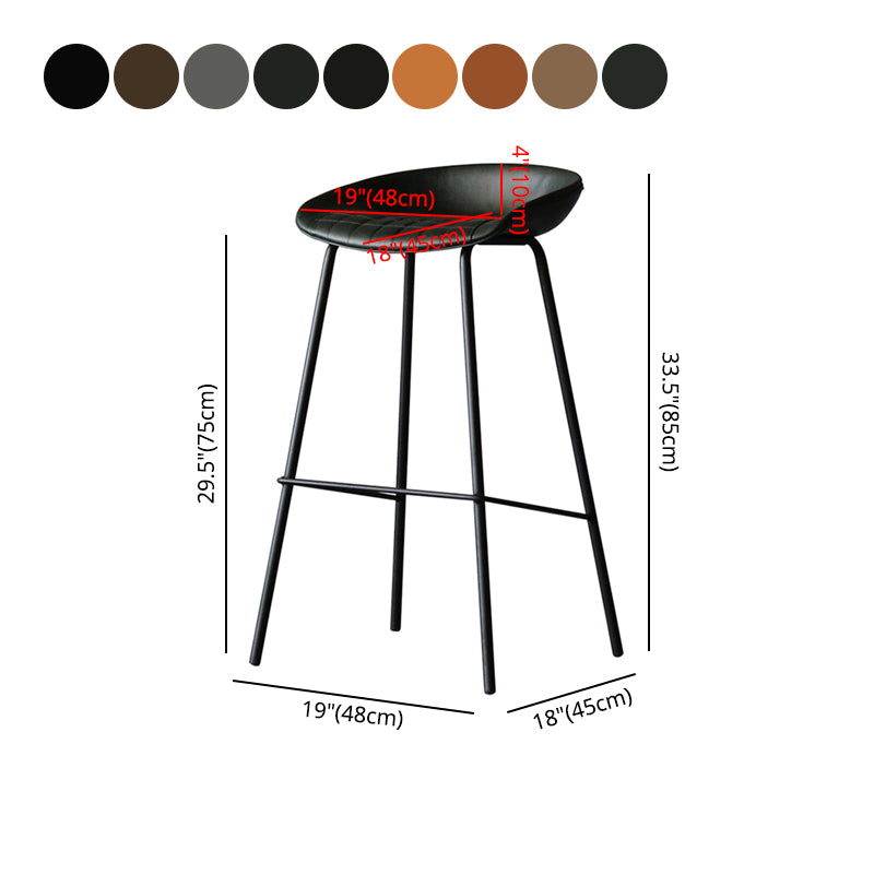 Industrial Leather Distressed Quilted Barstool Living Room Bar Stool with Bucket Seat