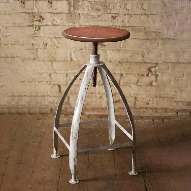 Industrial Adjustable Height Iron Bar Stool 33-inch Round Bristol Bar Stool, 1 Piece