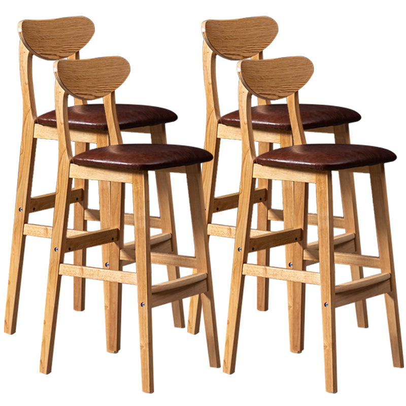 40" H Solid Wood Barstool Nordic Style Indoor Backrest Counter Stools with Cushion