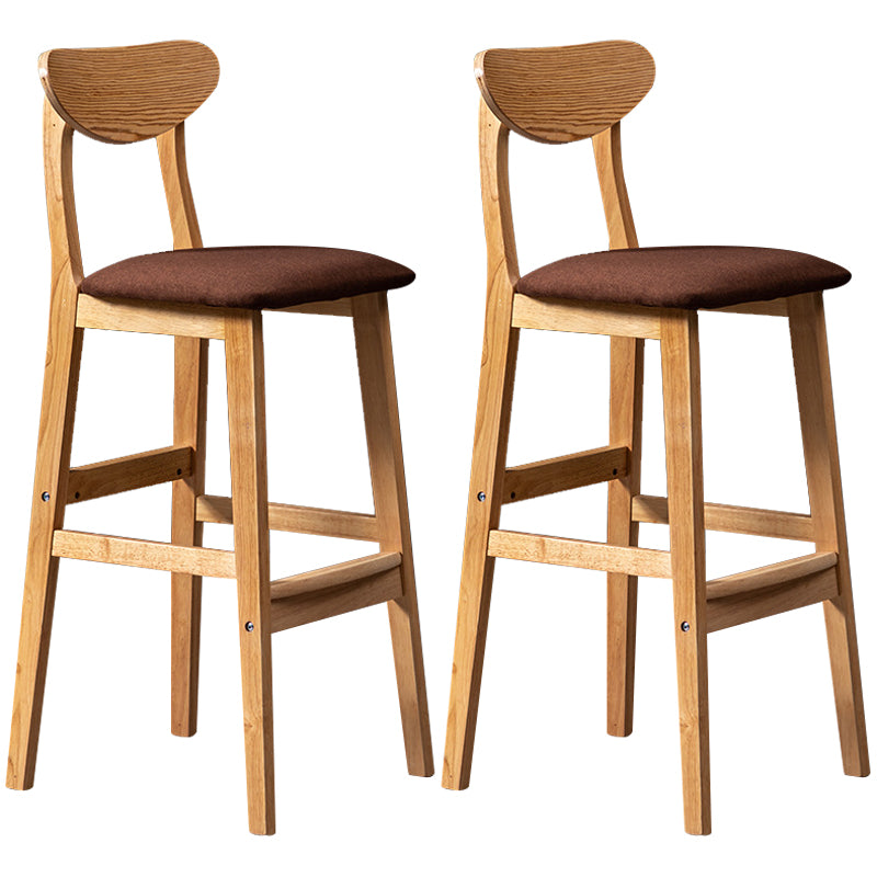 40" H Solid Wood Barstool Nordic Style Indoor Backrest Counter Stools with Cushion