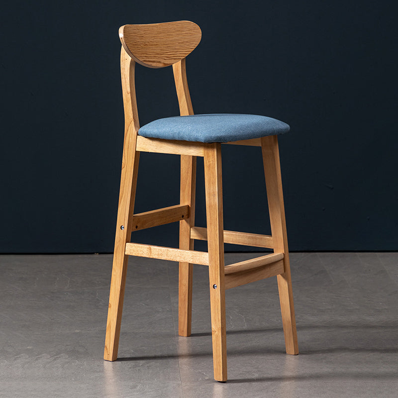 40" H Solid Wood Barstool Nordic Style Indoor Backrest Counter Stools with Cushion