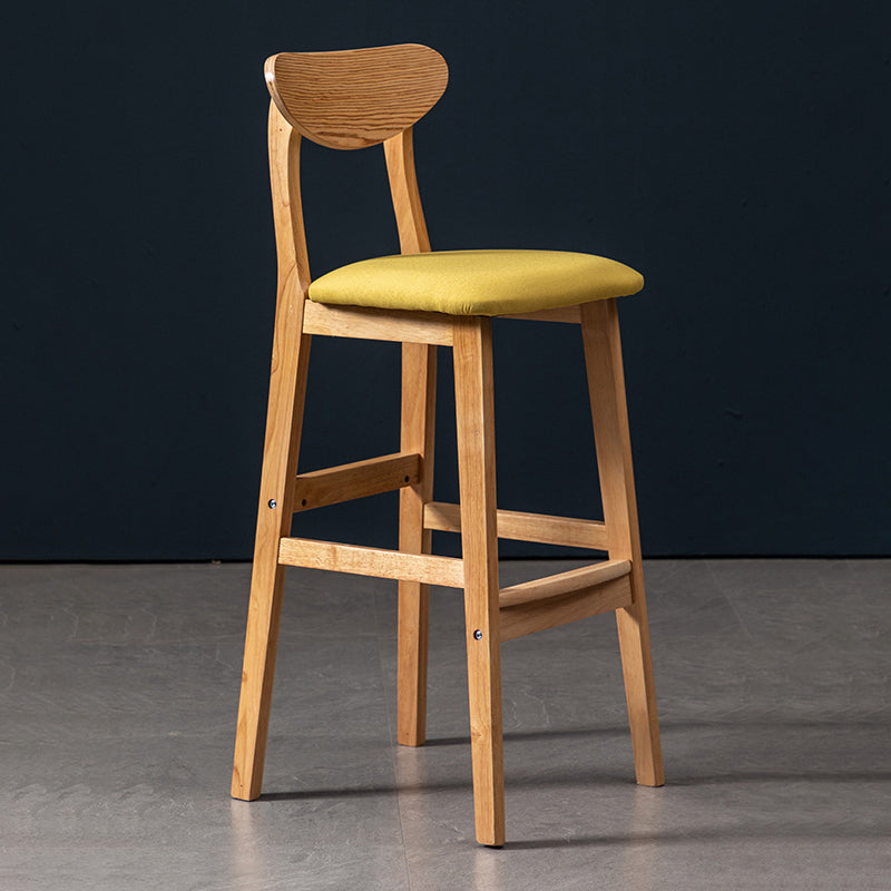 40" H Solid Wood Barstool Nordic Style Indoor Backrest Counter Stools with Cushion